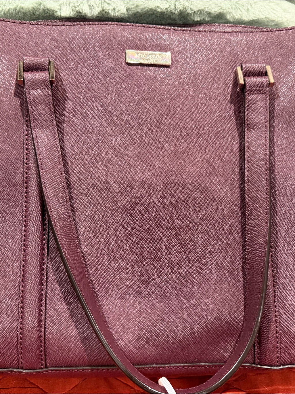 Kate Spade Plum Leather Structured Tote With Gold Hardware